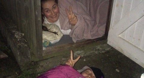 Young people sleeping outside