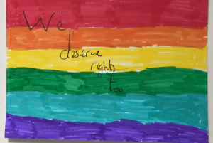 We deserve rights too postcard LGBTQU+
