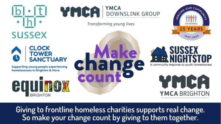 Make Change Count poster with involved charities logos