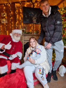 Young families with Santa