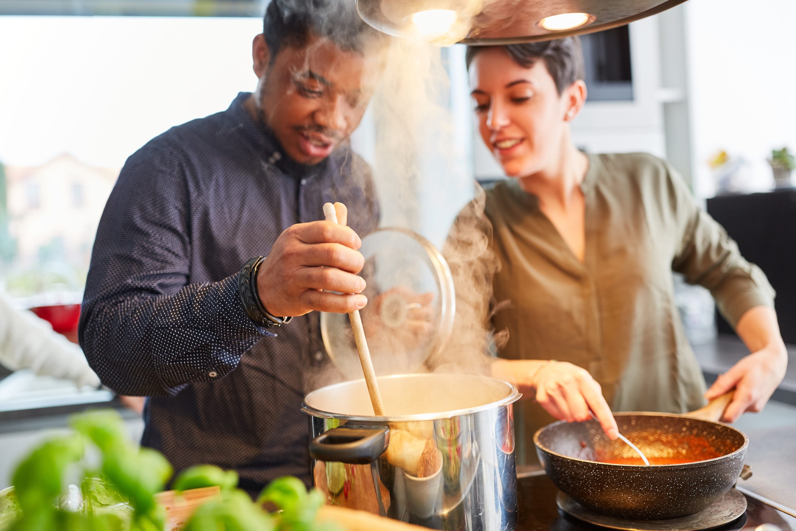 Friends,Cooking,Pasta,With,Sauce,Together,In,Shared,Kitchen,For Friends,Cooking,Pasta,With,Sauce,Together,In,Shared,Kitchen,For