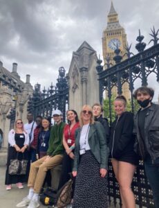 The Youth Council and Inspire Team outside the Houses of Parliament with Big Ben behind them