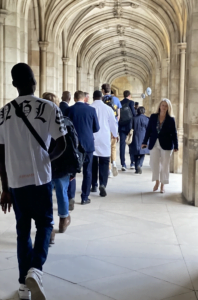 The Youth council walking through the grand corridors of the Houses of Parliament 