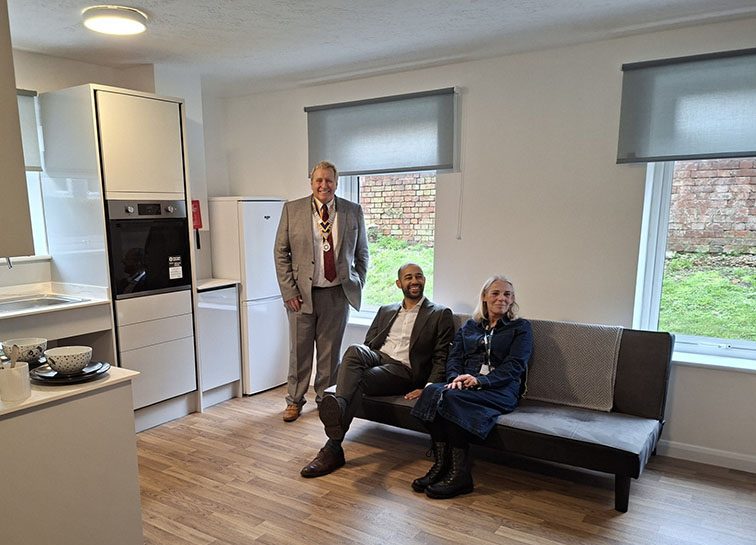 The President of the Rotary Club of Eastbourne, along with MP Josh Babarinde, and Kirsten our Head of Operations (East Sussex) check out one of the new rooms