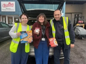 collecting frozen food donation for our supported housing service