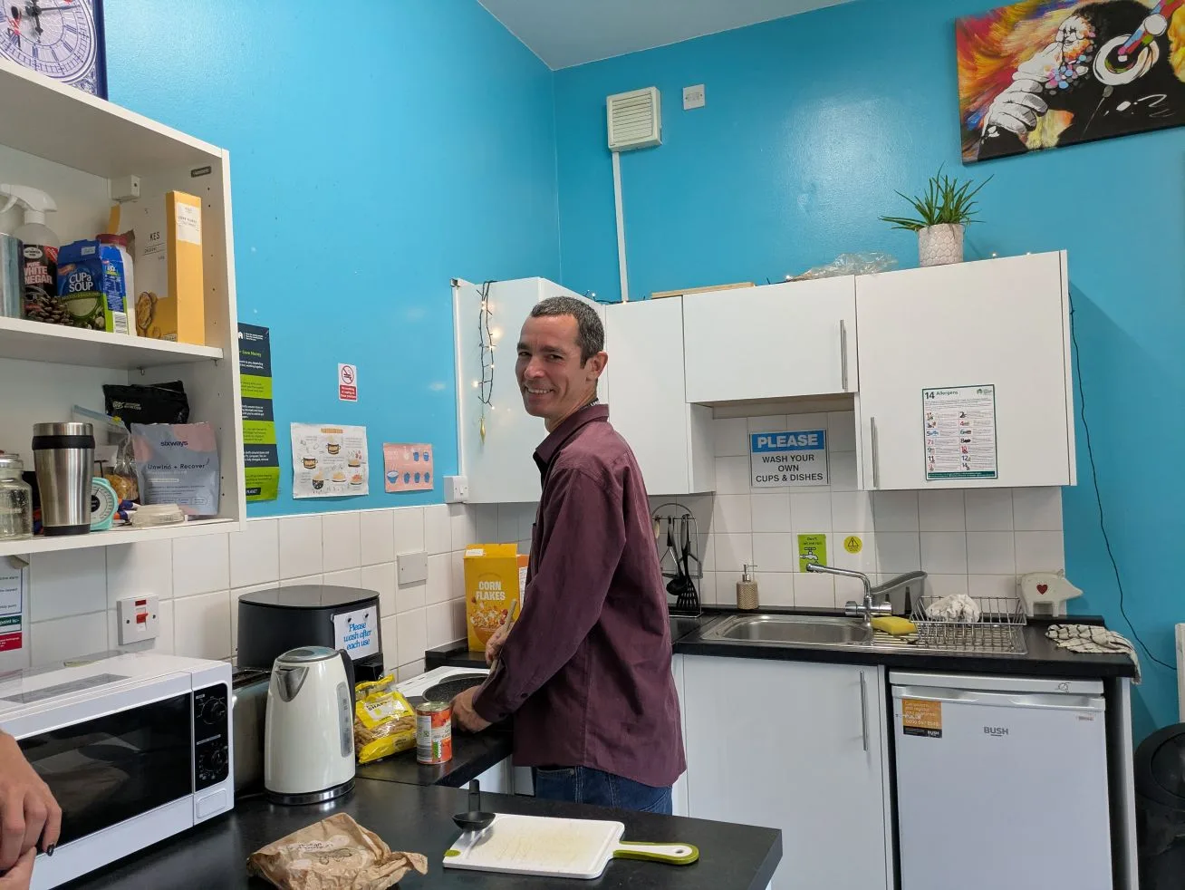 Brighton and Hove chaplain Mike Jones in kitchen