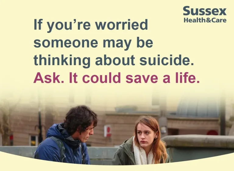 national suicide prevention day graphic featuring a young man and a young woman facing each other