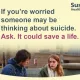 national suicide prevention day graphic featuring a young man and a young woman facing each other