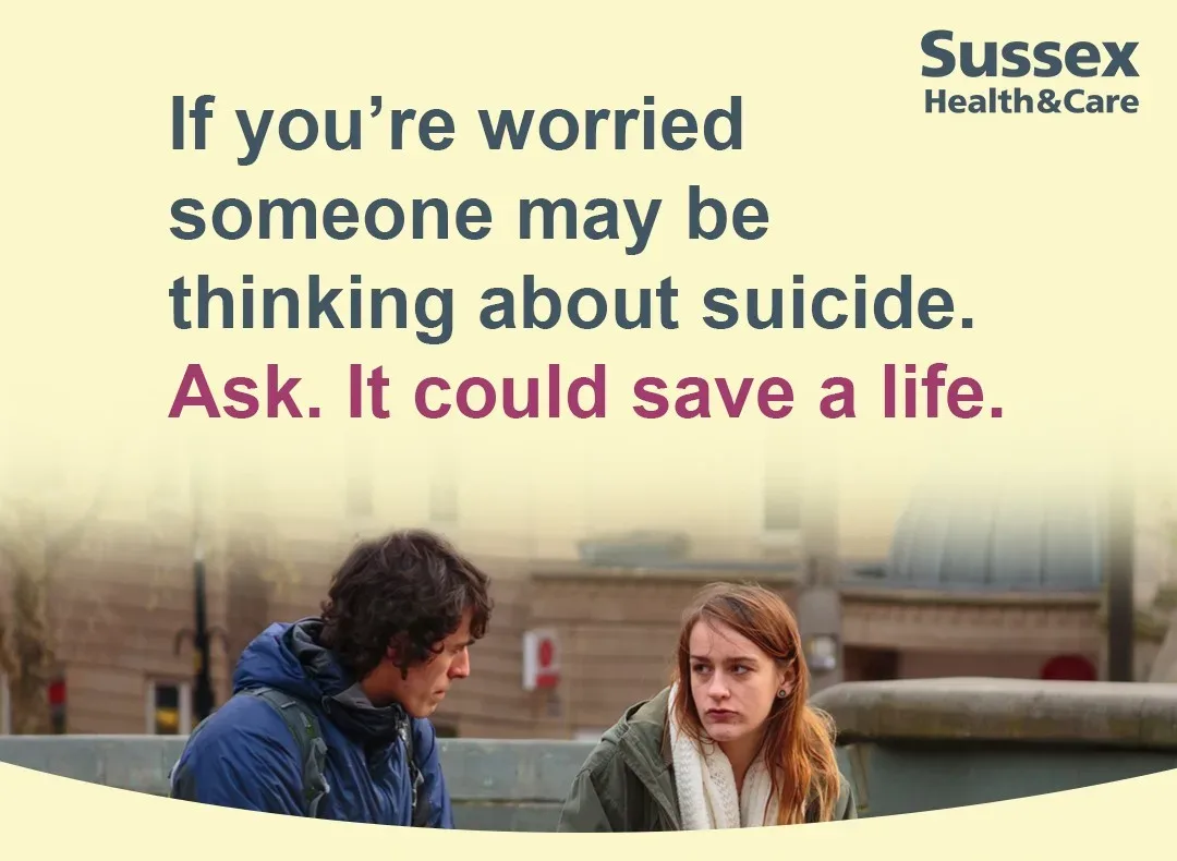 national suicide prevention day graphic featuring a young man and a young woman facing each other
