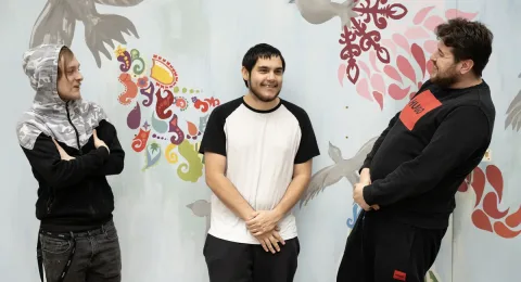 Three young males residents of YMCA Downslink Group accommodation to show issue of supporting young people into adulthood