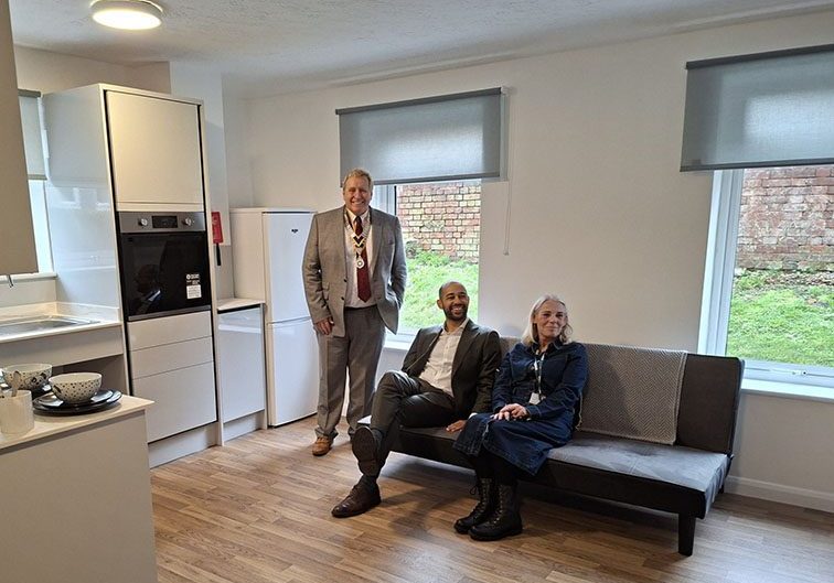 The President of the Rotary Club of Eastbourne, along with MP Josh Babarinde, and Kirsten our Head of Operations (East Sussex) check out one of the new rooms