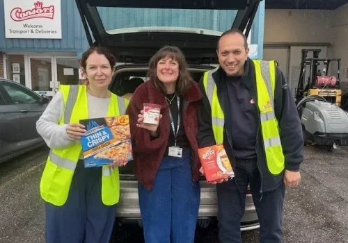 collecting frozen food donation for our supported housing service