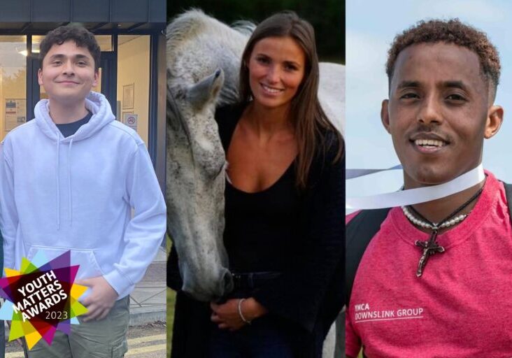 Our three finalists@ Randy, Chantal with a horse and Temesgen holding a medal