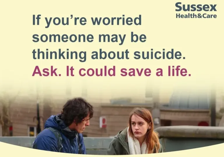 national suicide prevention day graphic featuring a young man and a young woman facing each other