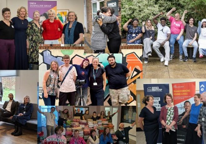 A selection of YMCA DownsLink Group photos from 2025 of young people and professionals